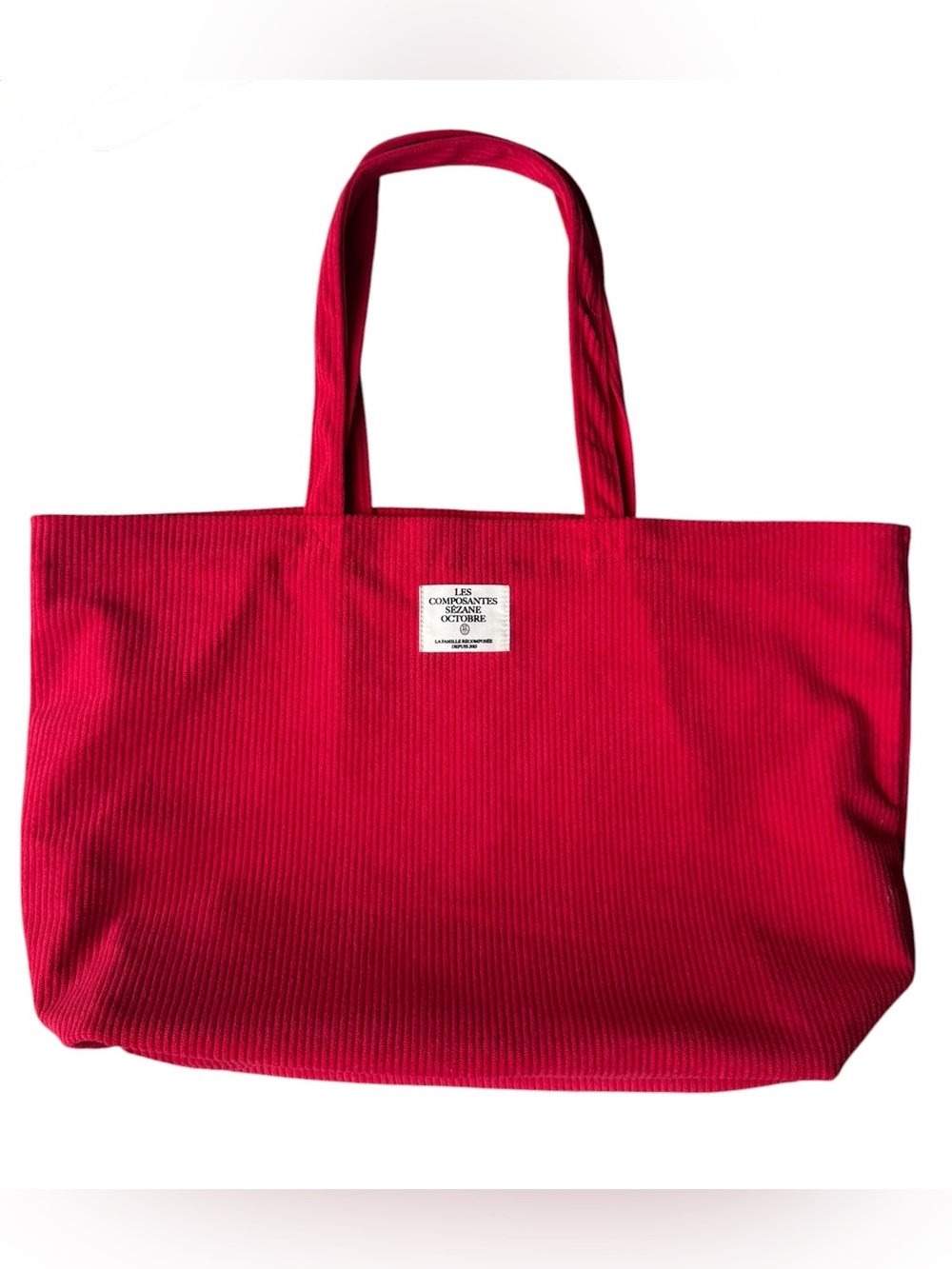 • Sèzane • Red Corduroy Linen lined tote bag